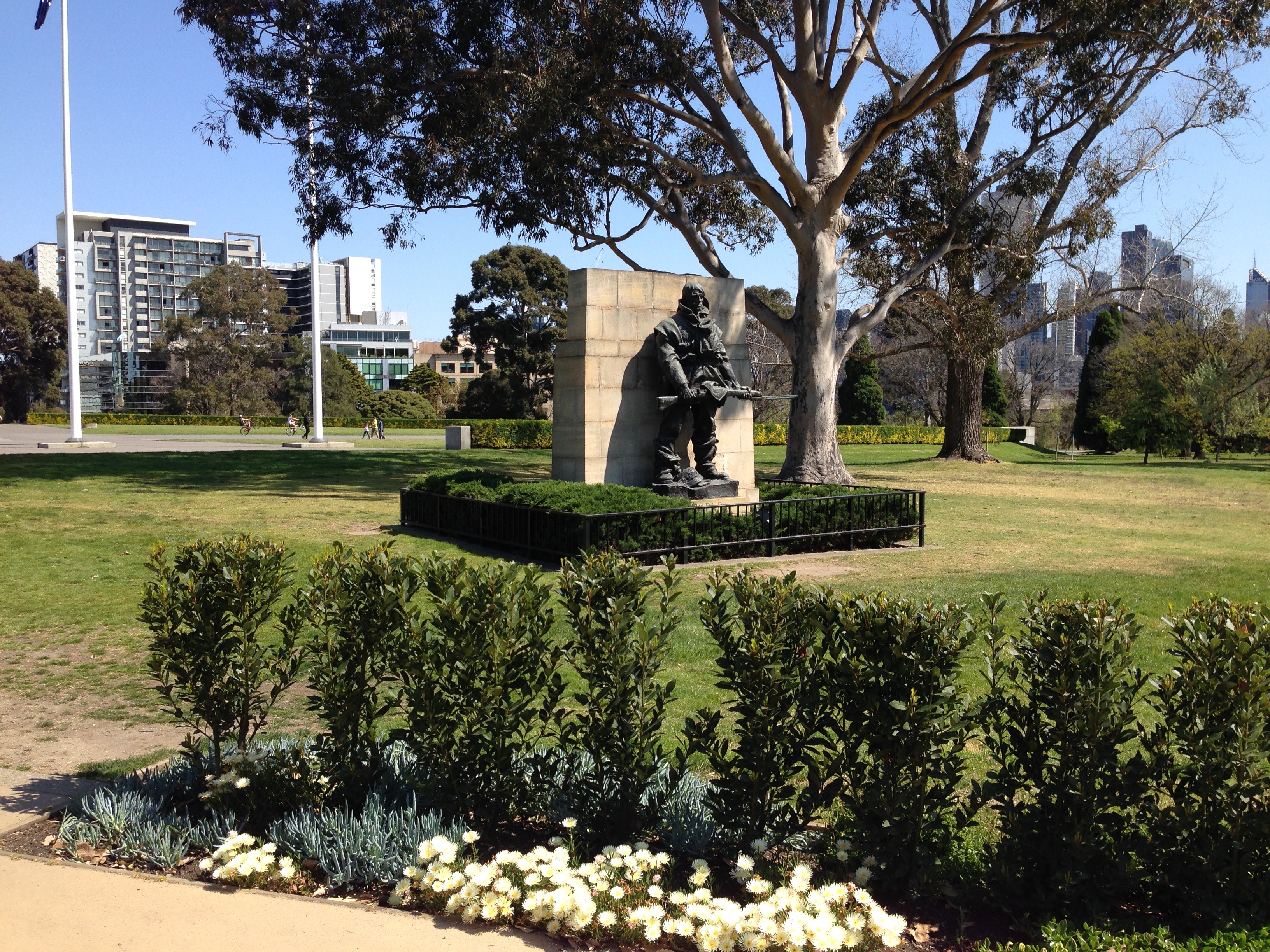 Statue near war memorial